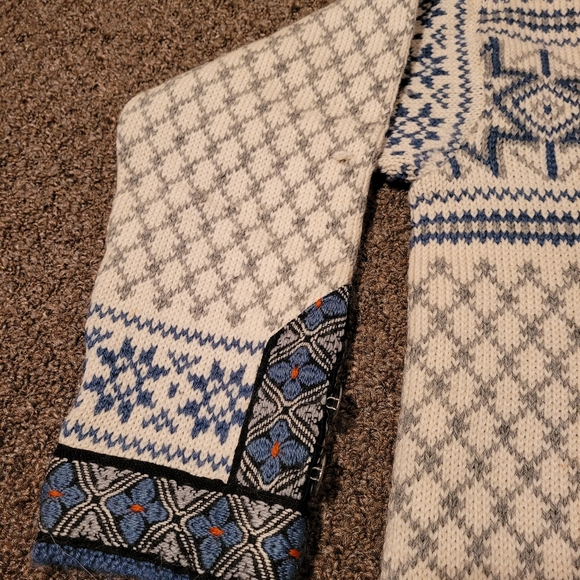 Dale Of Norway Pure Wool Blue Cream Cardigan Sweater - Picture 2 of 13